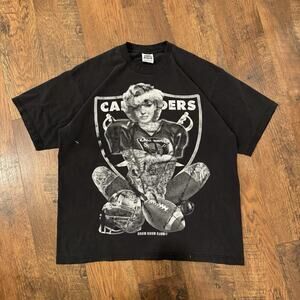 Vintage Marilyn Monroe Raiders T-Shirt Mens 2XL Black Short Sleeve Football NFL